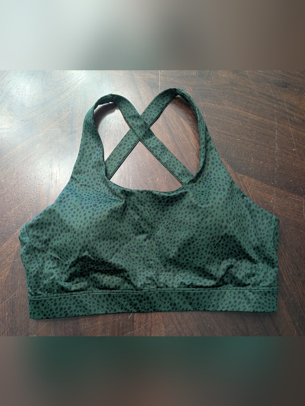 ZYIA Dark Green Dotted Light N Tight Cross-Back Sports Bra